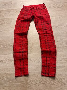 ❤️ 7 For All Mankind “The Skinny” Red Plaid Jeans – Size 25